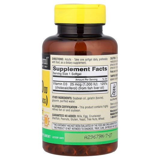 Mason Natural Vitamin D3 25 mcg (1,000 IU) 300 Softgels - view 2
