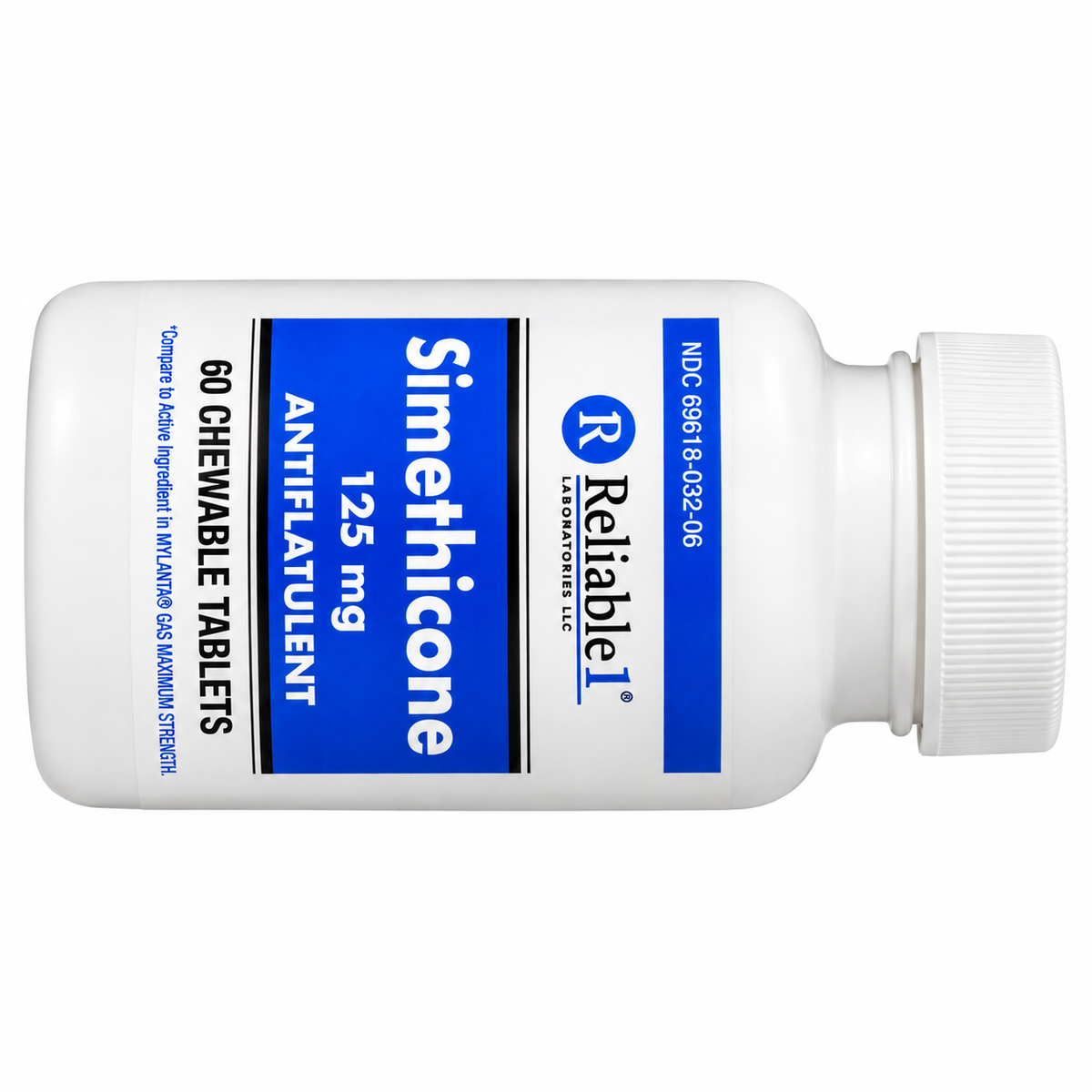 Reliable1 Simethicone 125mg Antigas Chewable Tablets 60 Count