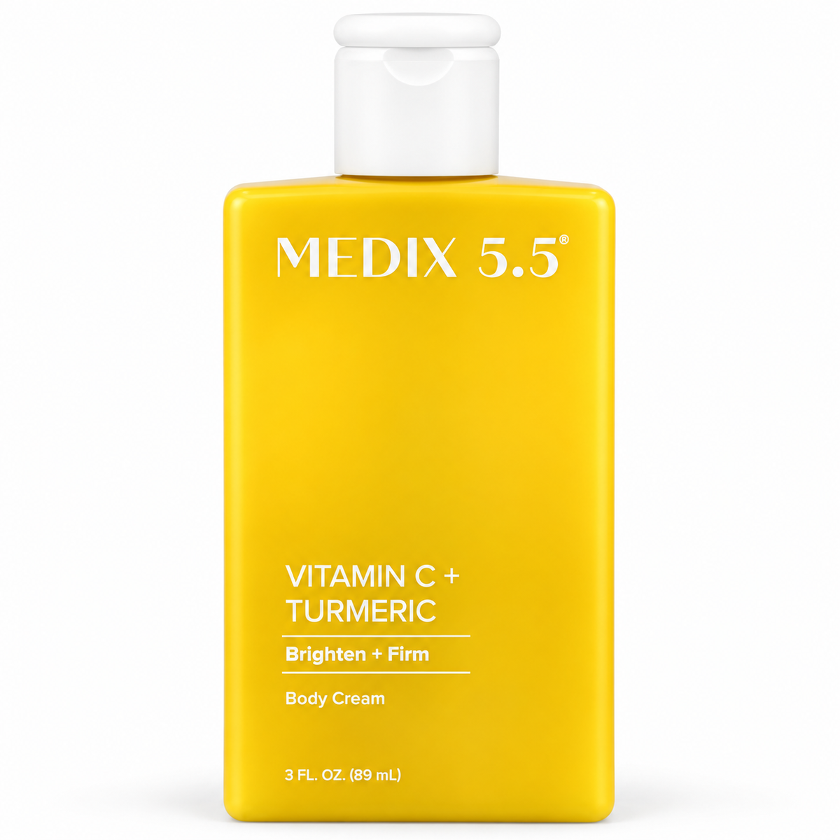 Medix 5.5 Vitamin C and Turmeric Body Cream 3 fl oz bottle standing upright on a plain white background