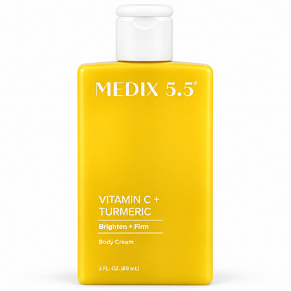 Medix 5.5 Vitamin C and Turmeric Body Cream 3 fl oz bottle standing upright on a plain white background