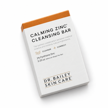 Dr Bailey Calming Zinc Cleansing Bar carton lying diagonally on a plain white background