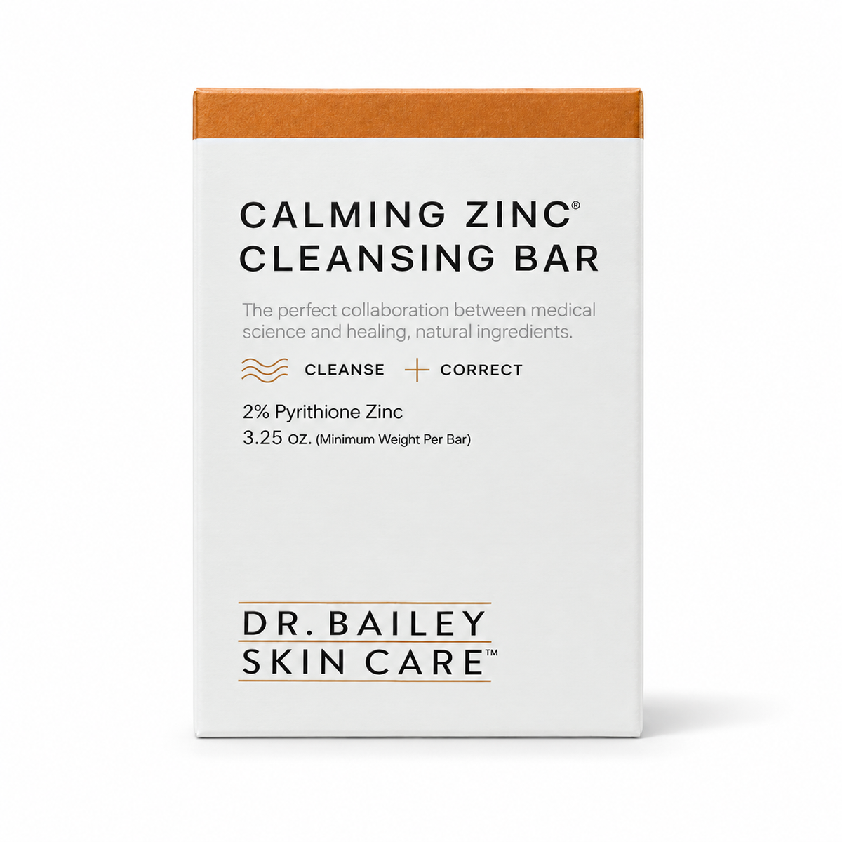 Dr Bailey Calming Zinc Cleansing Bar carton standing upright on a plain white background