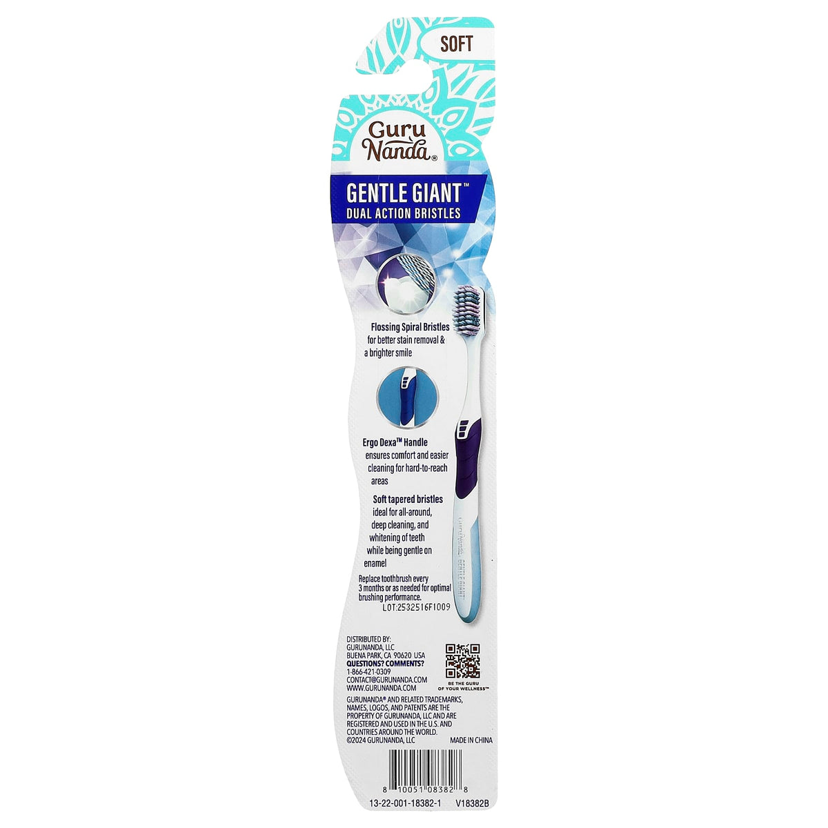 GuruNanda Gentle Giant Toothbrush, Soft, 1 Toothbrush — alternate product view