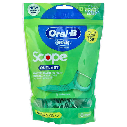 Oral-B Glide Scope Outlast Floss Picks, Mint, 150 Count