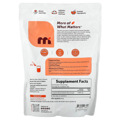 Micro Ingredients Creatine Monohydrate Powder, Unflavoured, 1 kg (2.2 lb) - view 2