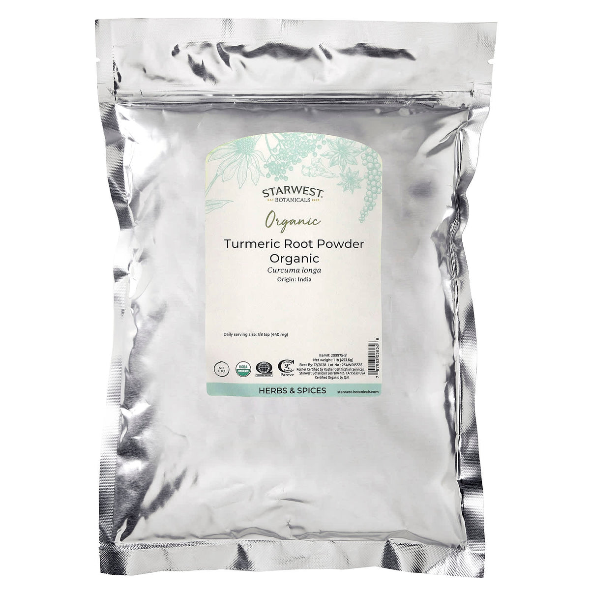 Starwest Botanicals Organic Turmeric Root Powder, 454 g (1 lb) - view 2