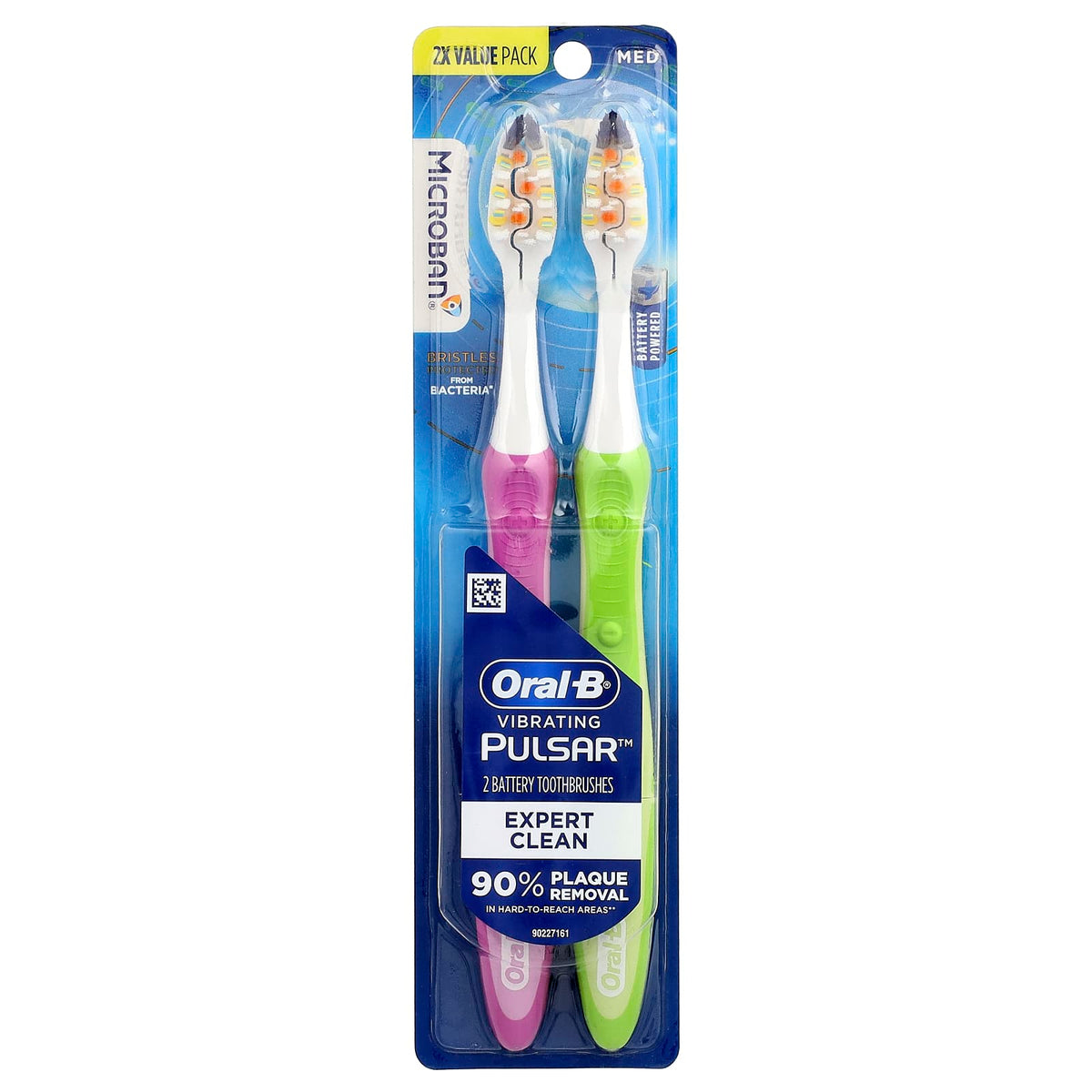 Oral-B Vibrating Pulsar Battery Powered Toothbrush, Medium, 2 Pack