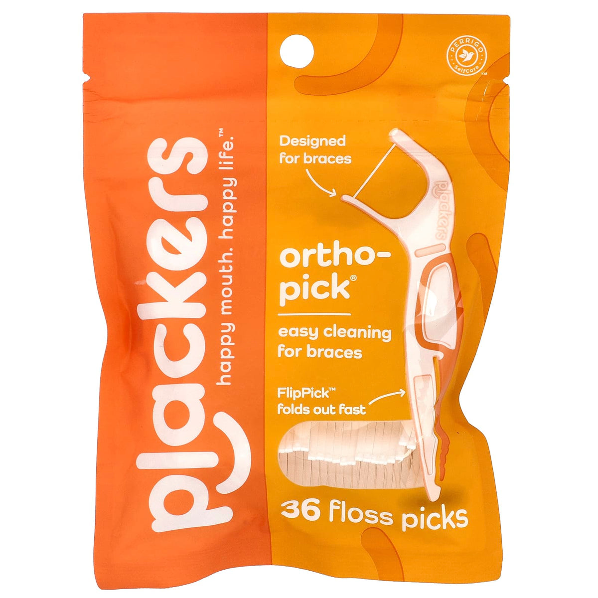Plackers Orthopick Floss Picks, Designed for Braces, 36 Count — product view