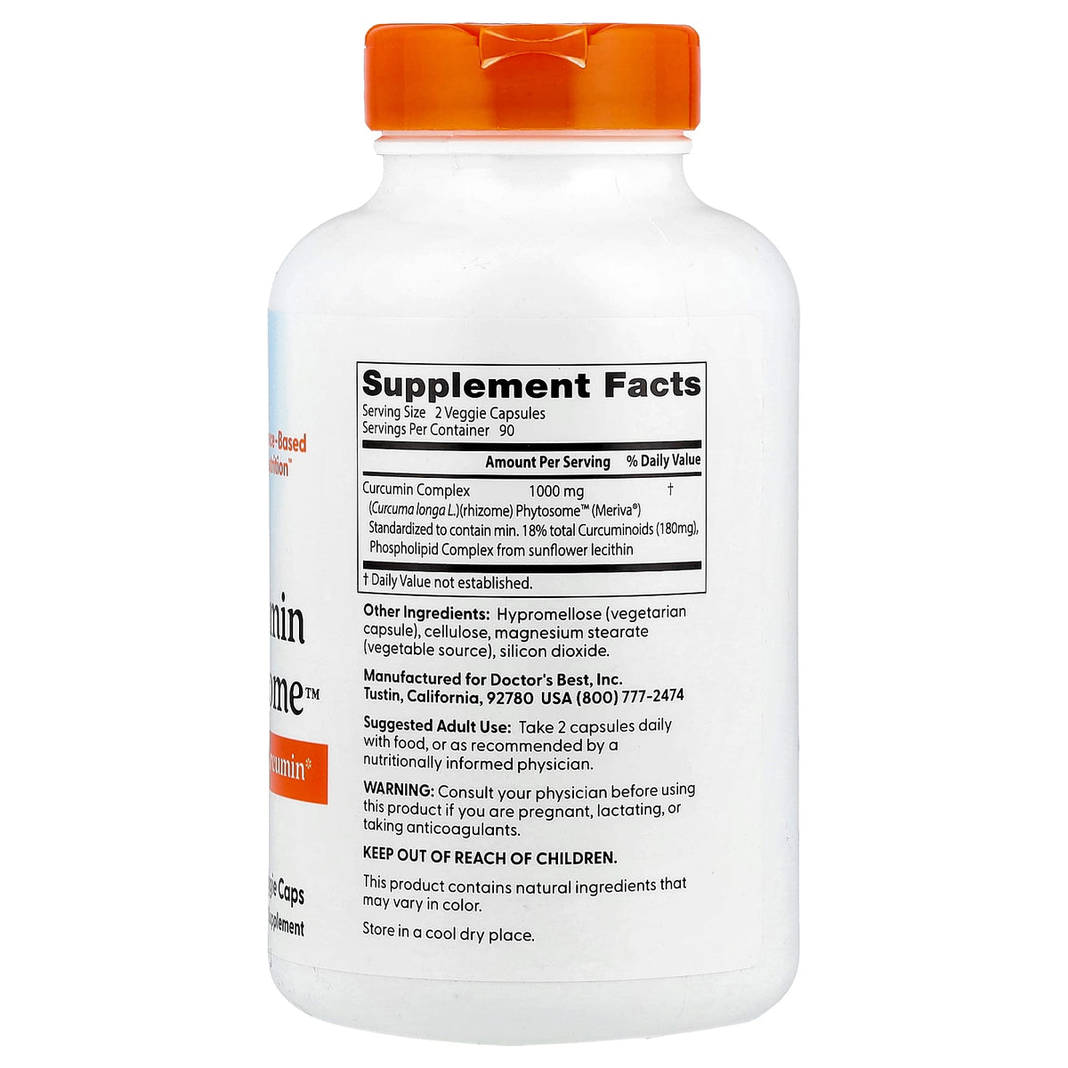 Doctor's Best Curcumin Phytosome, 180 Veggie Capsules (500 mg per Capsule) — alternate product view