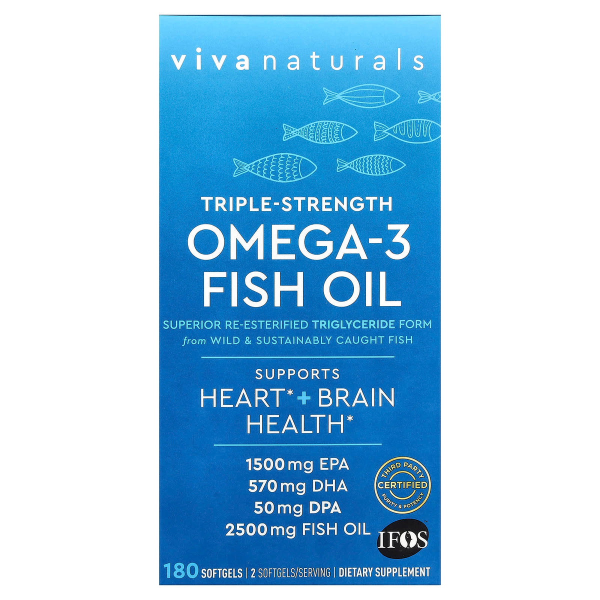 Viva Naturals Omega-3 Fish Oil, 2,500 mg, 180 Softgels