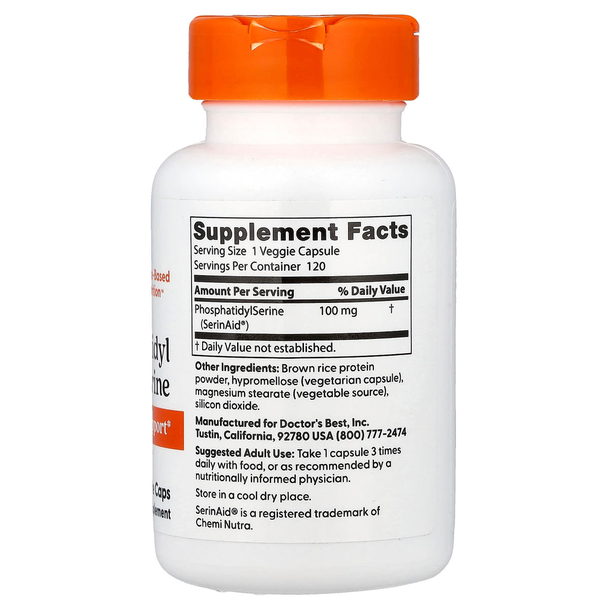 Doctor's Best Phosphatidyl Serine 100 mg, 120 Veggie Caps — alternate product view