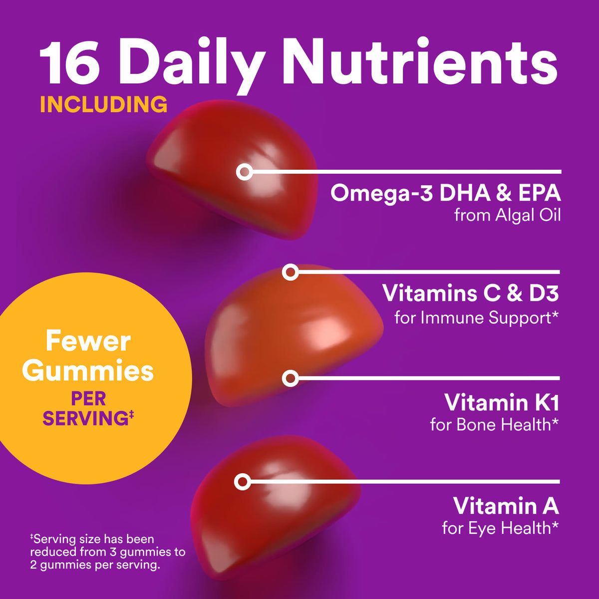 SmartyPants Toddler Plus Multi & Omegas, Mixed Fruit Flavours, 60 Gummies - view 3