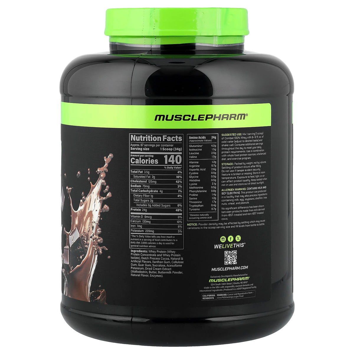 MusclePharm Combat 100% Whey Protein Powder, Chocolate Milk, 2.27 kg (5 lb) — alternate product view