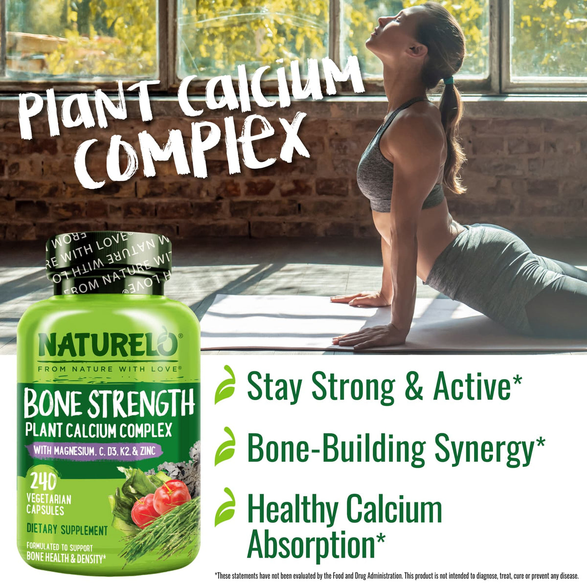 Naturelo Bone Strength Plant Calcium Complex, 240 Vegetarian Capsules - view 3