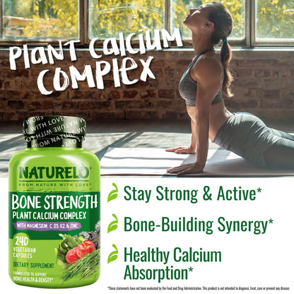 Naturelo Bone Strength Plant Calcium Complex, 240 Vegetarian Capsules - view 3