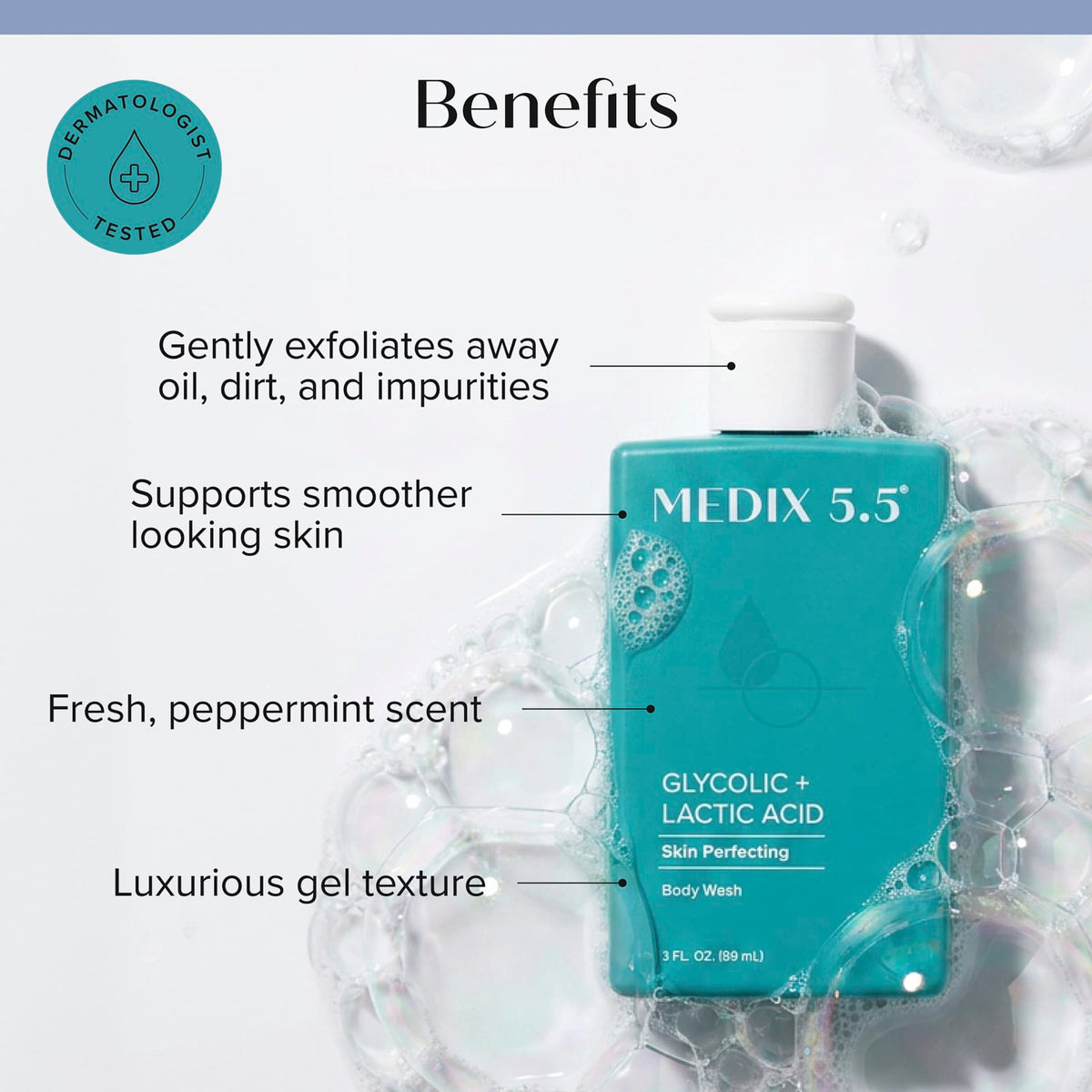 Medix 5.5 Skin Perfecting Glycolic + Lactic Acid Body Wash 89 ml (3 fl oz) - view 3