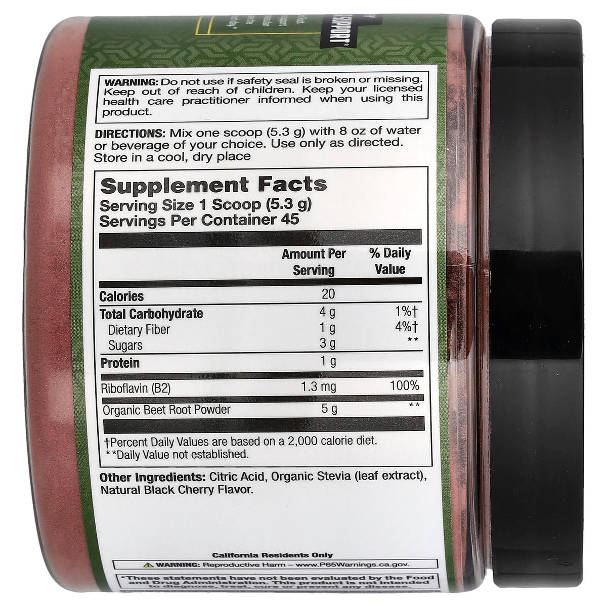 Action Labs For Men Ticker Tonic Beet Root Powder, Black Cherry, 8.5 oz (242 g) - view 2