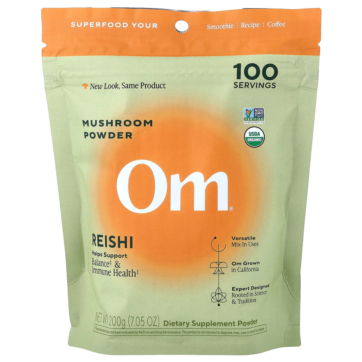 Om Mushrooms Mushroom Powder, Reishi, 200 g (7.05 oz)