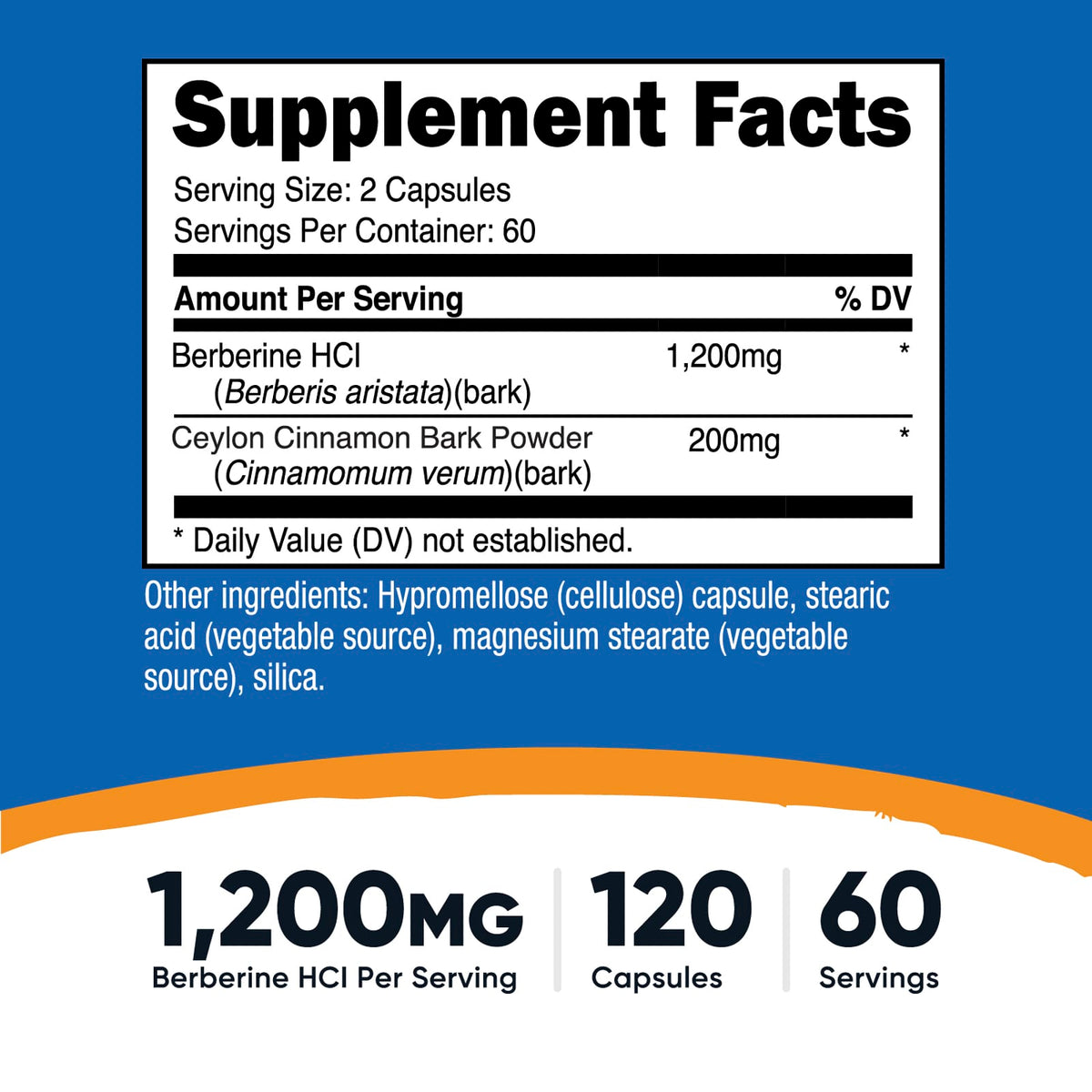 Nutricost Berberine HCl with Ceylon Cinnamon, 120 Capsules - view 3