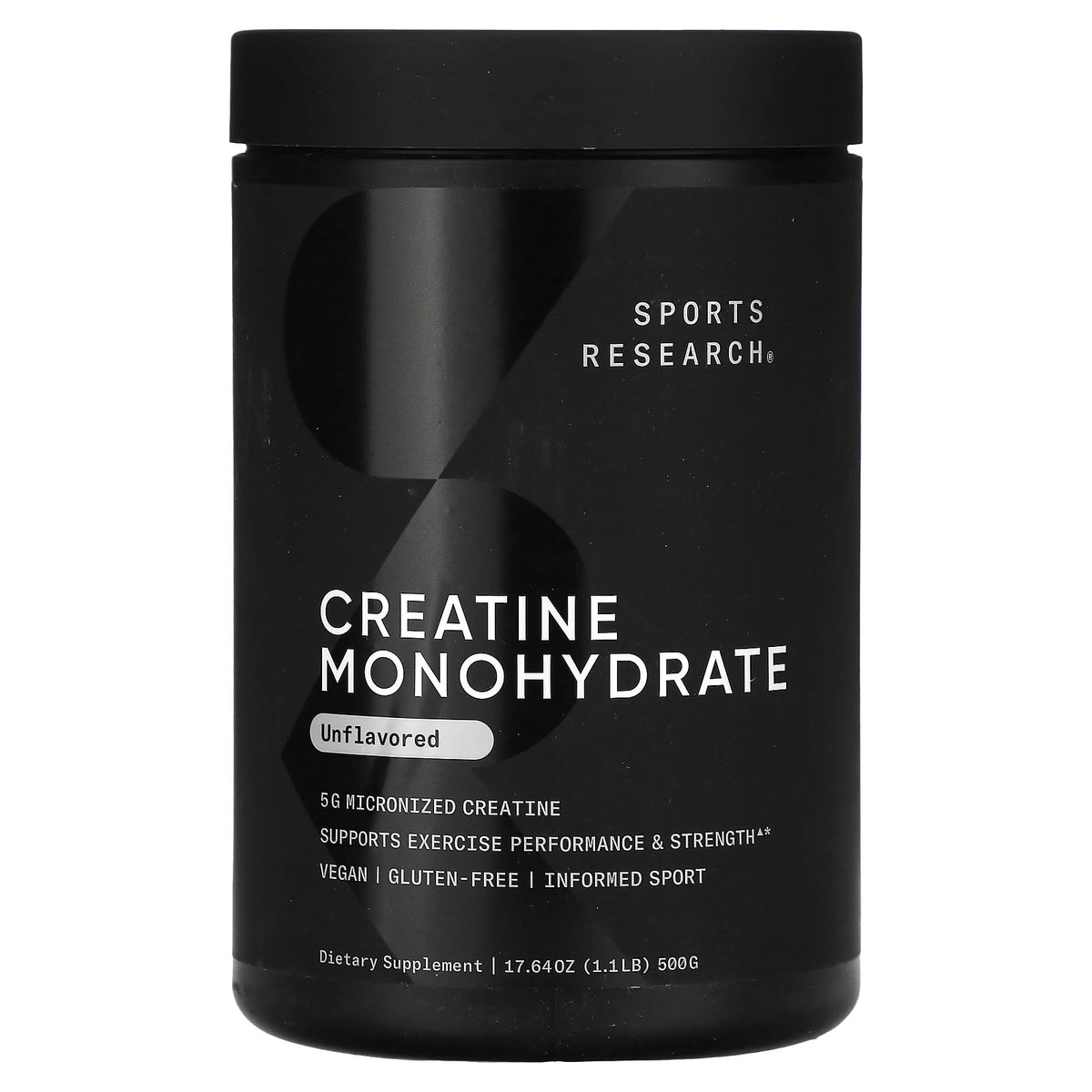 Sports Research Creatine Monohydrate Powder, Unflavoured, 500 g (1.1 lb)