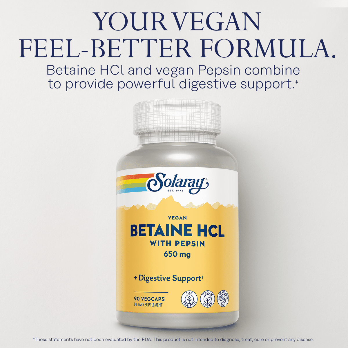 Solaray Betaine HCL with Pepsin, 90 VegCaps - view 3