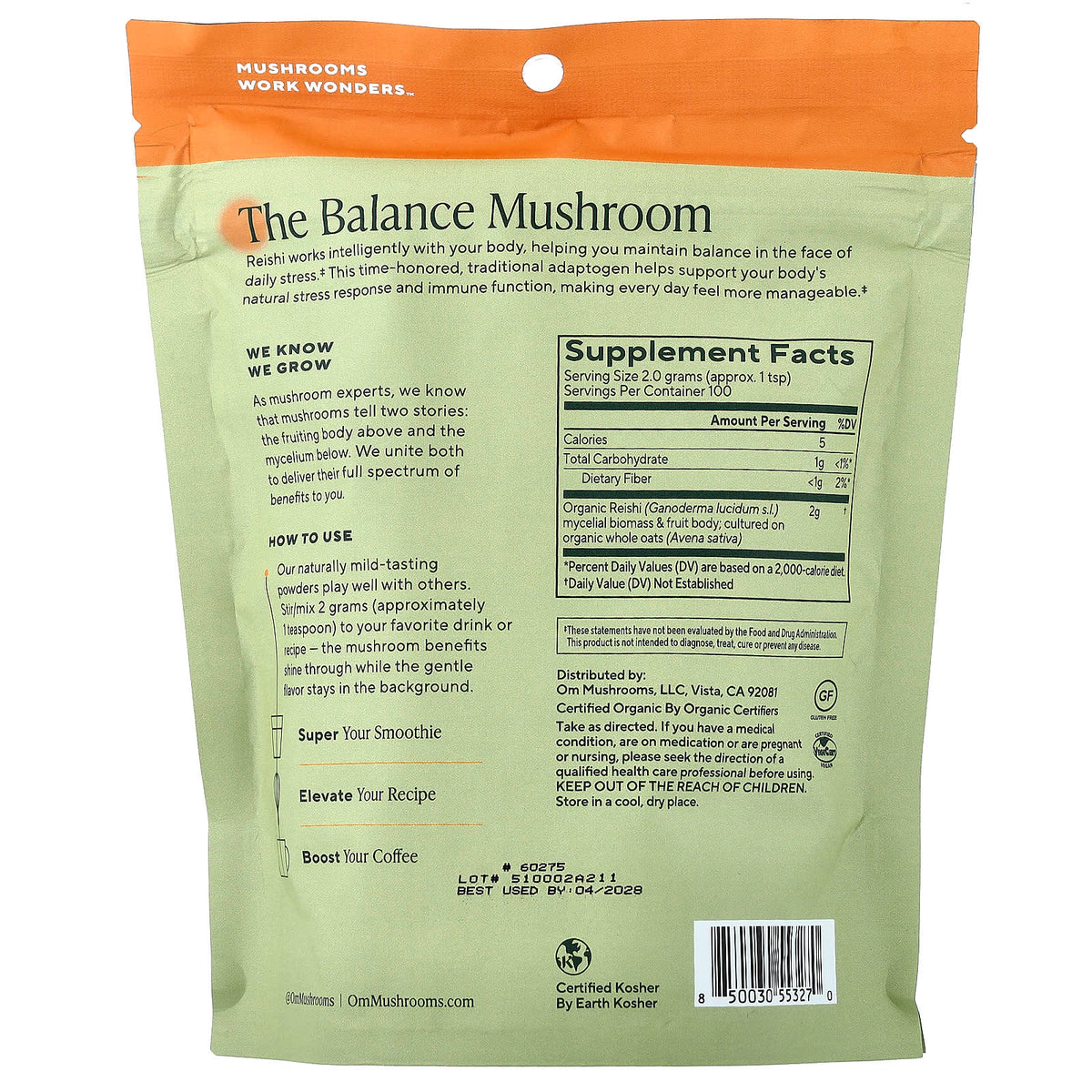 Om Mushrooms Mushroom Powder, Reishi, 200 g (7.05 oz) - view 2