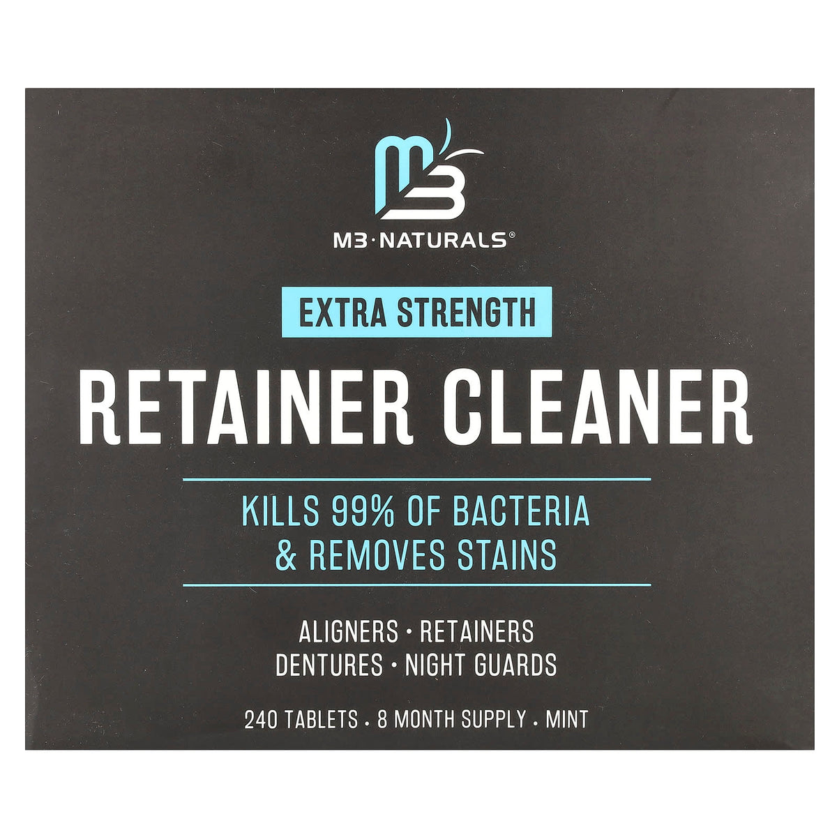 M3 Naturals Retainer Cleaner, Mint, 240 Tablets — product view