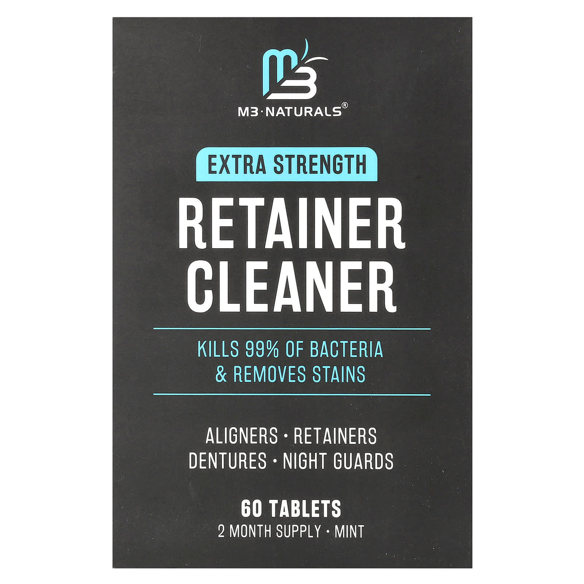 M3 Naturals Retainer Cleaner Tablets, Mint, 60 Tablets — product view