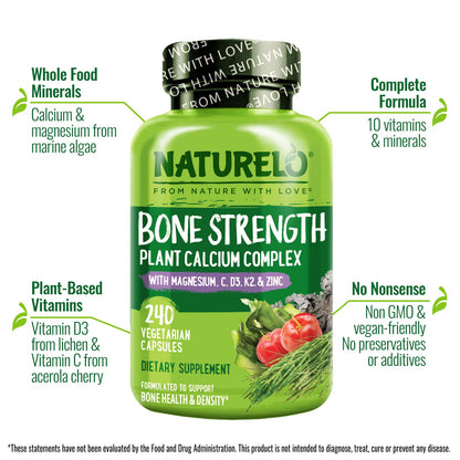 Naturelo Bone Strength Plant Calcium Complex, 240 Vegetarian Capsules - view 4
