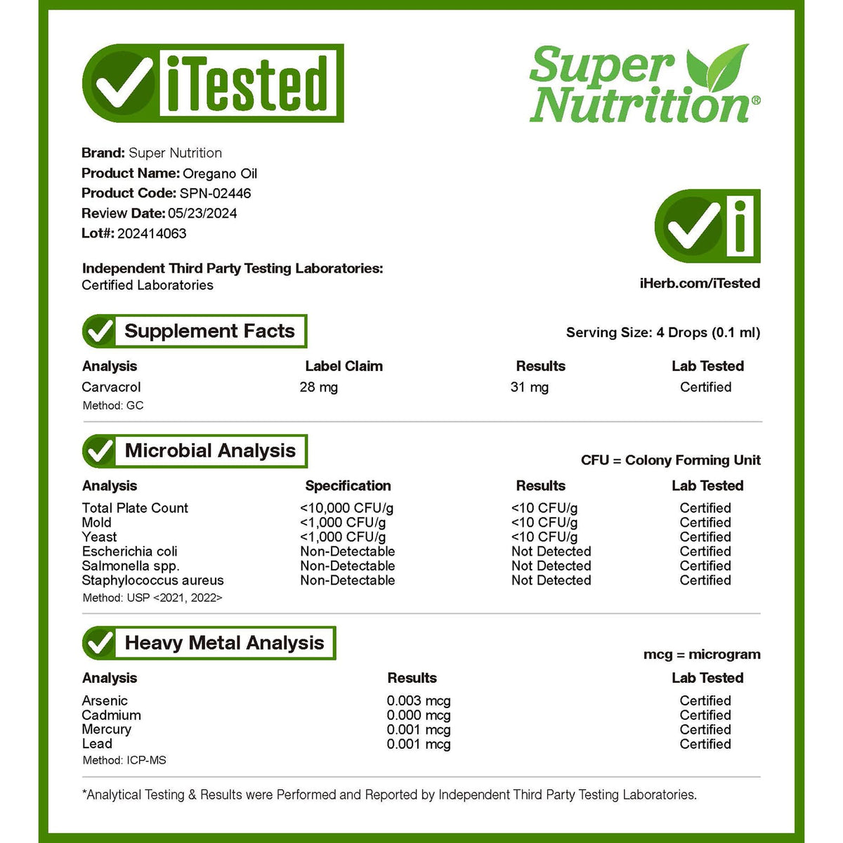 Super Nutrition Oregano Oil 40 mg 2 fl oz (59 ml) - view 5