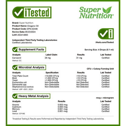 Super Nutrition Oregano Oil 40 mg 2 fl oz (59 ml) - view 5