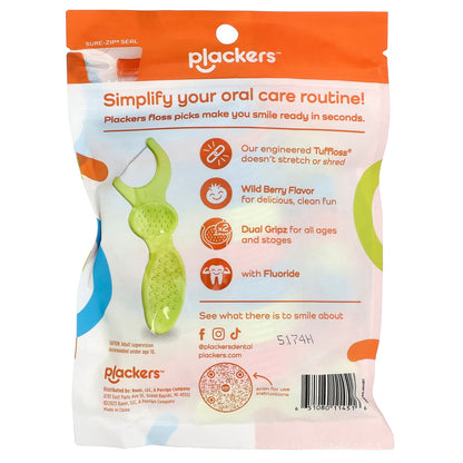 Plackers Kids' Dual Gripz Extra Gentle Fluoride Floss Picks, Wild Berry, 75 Pack - view 2
