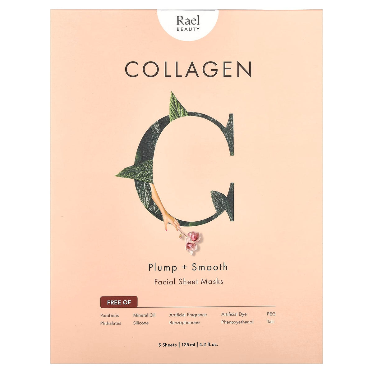 Rael Beauty Collagen Facial Sheet Masks, 5 Sheets (25 ml Each) - view 2