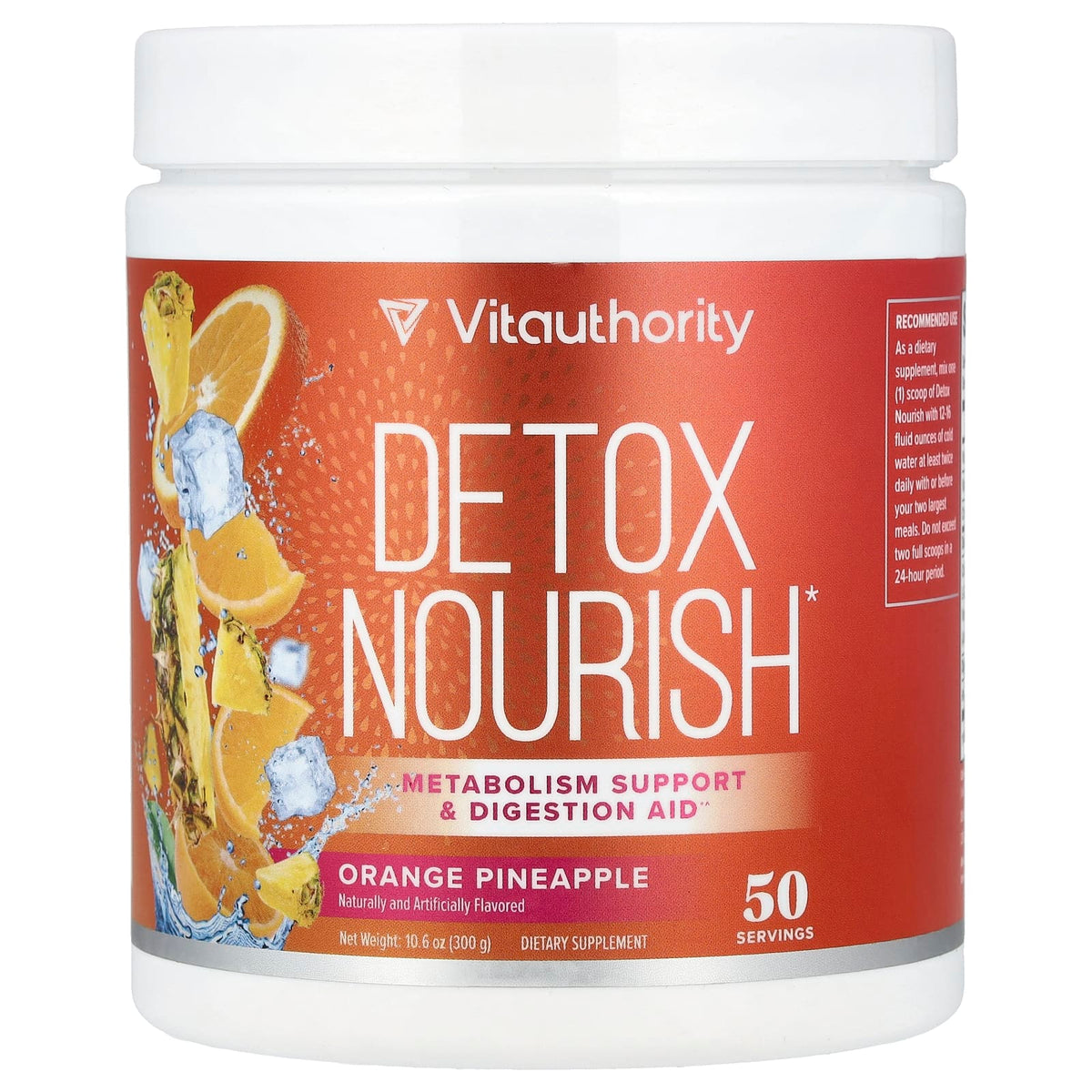 Vitauthority Detox Nourish Drink Mix, Orange Pineapple, 10.6 oz (300 g) — product view