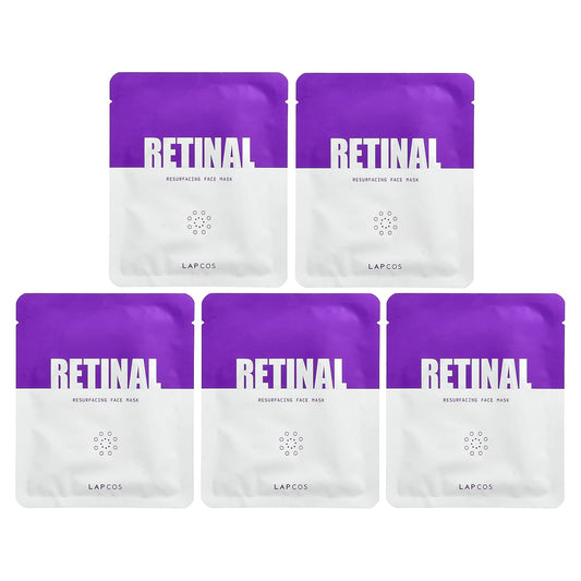 Lapcos Retinal Resurfacing Face Beauty Mask, 5 Sheets (30 g Each)
