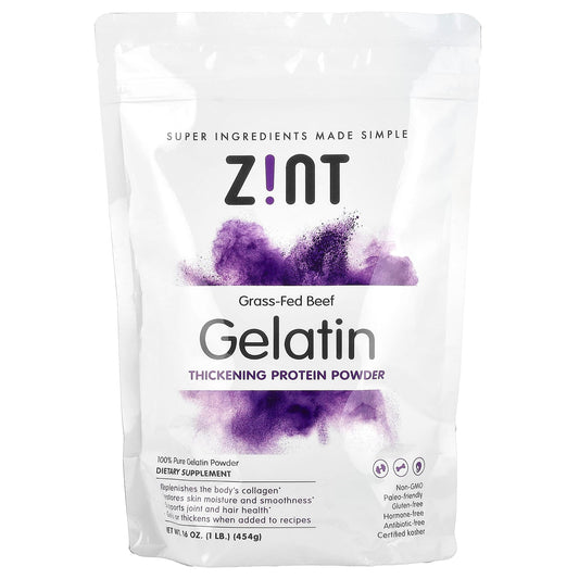 Zint Gelatin Thickening Protein Powder, Grass-Fed Beef, 454 g (16 oz)