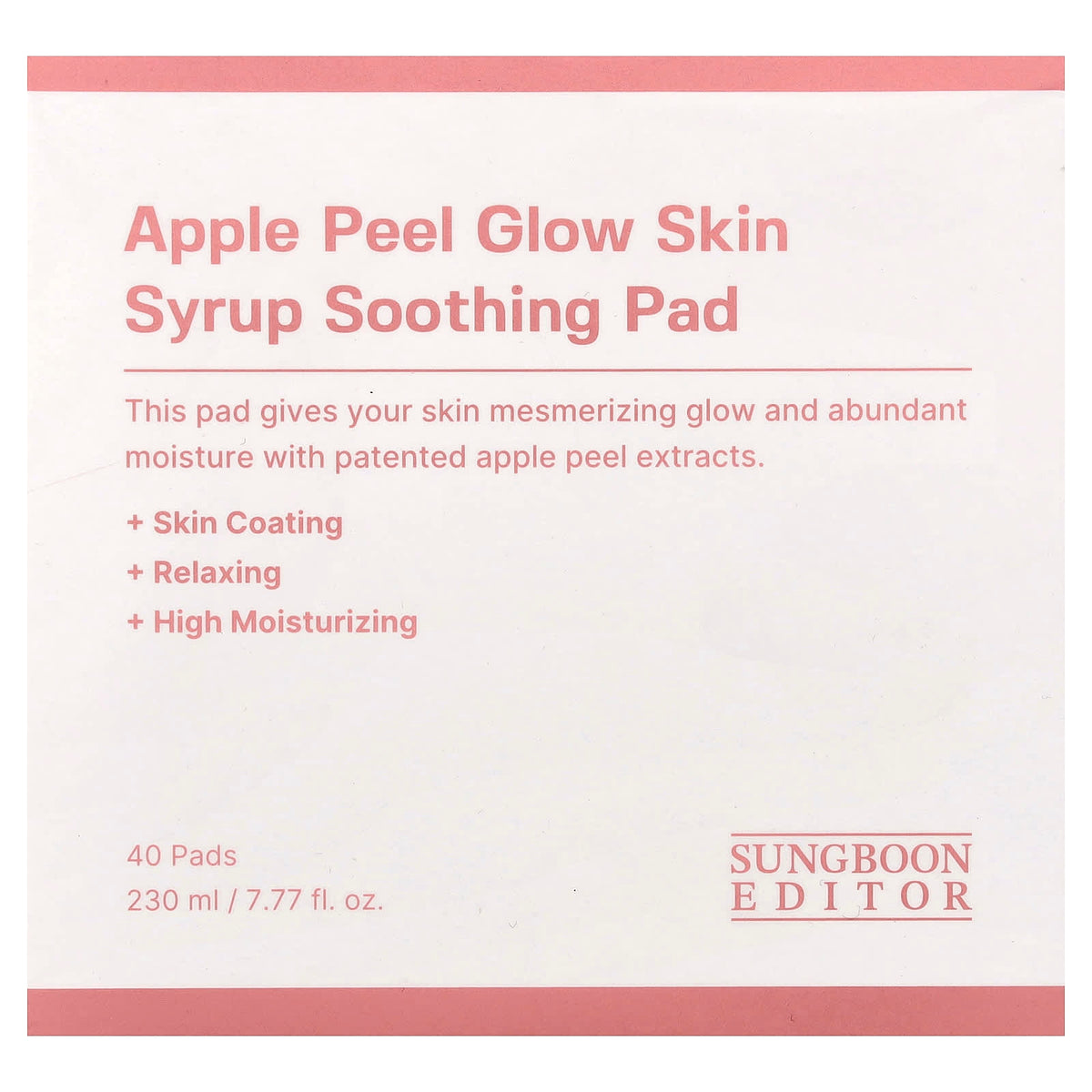 Sungboon Editor Apple Peel Glow Skin Syrup Soothing Pad 40 Pads - view 2