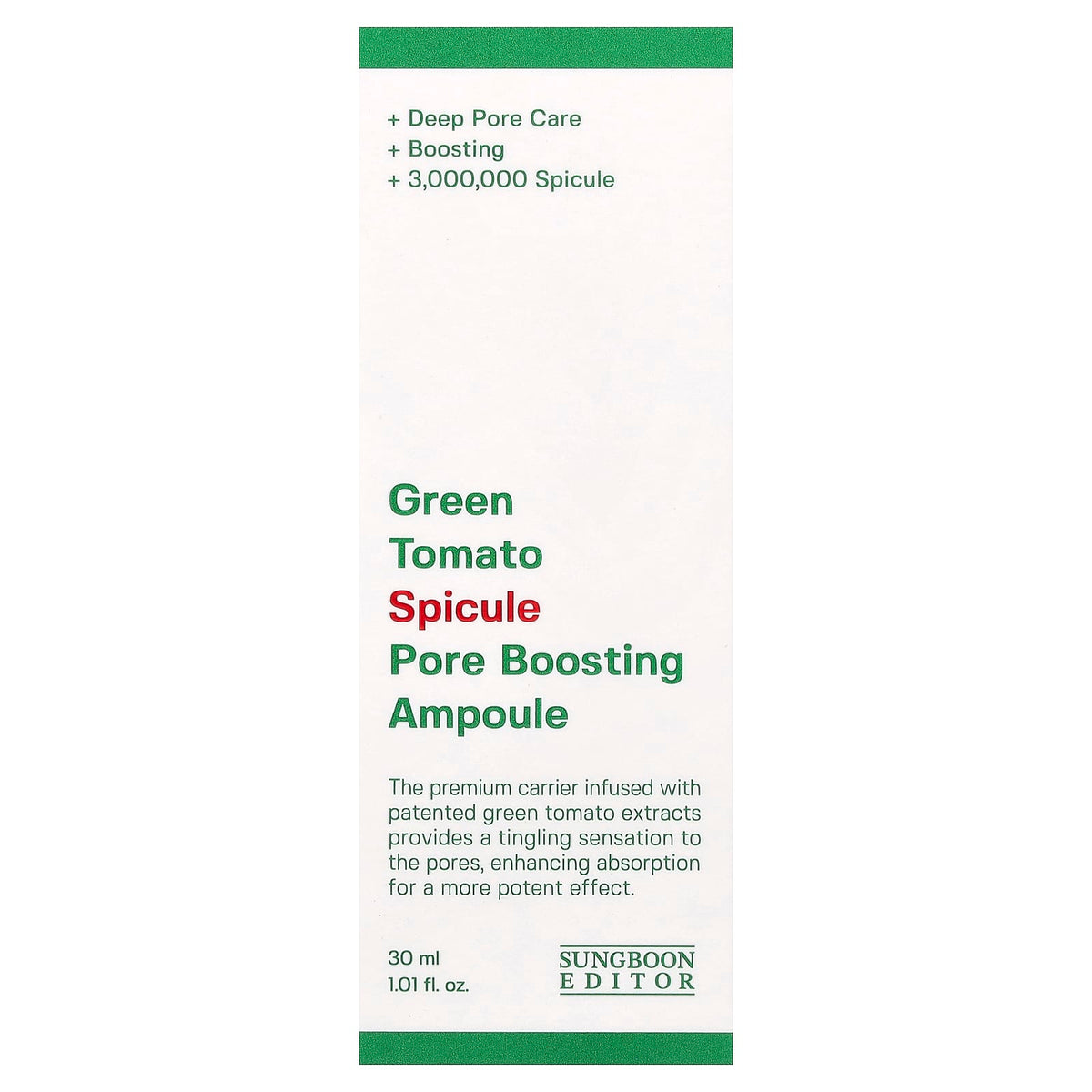 Sungboon Editor Green Tomato Spicule Pore Boosting Ampoule 30 ml (1.01 fl oz) - view 2