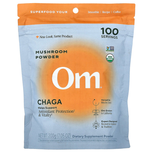 Om Mushrooms Chaga Mushroom Powder, 200 g (7.05 oz)