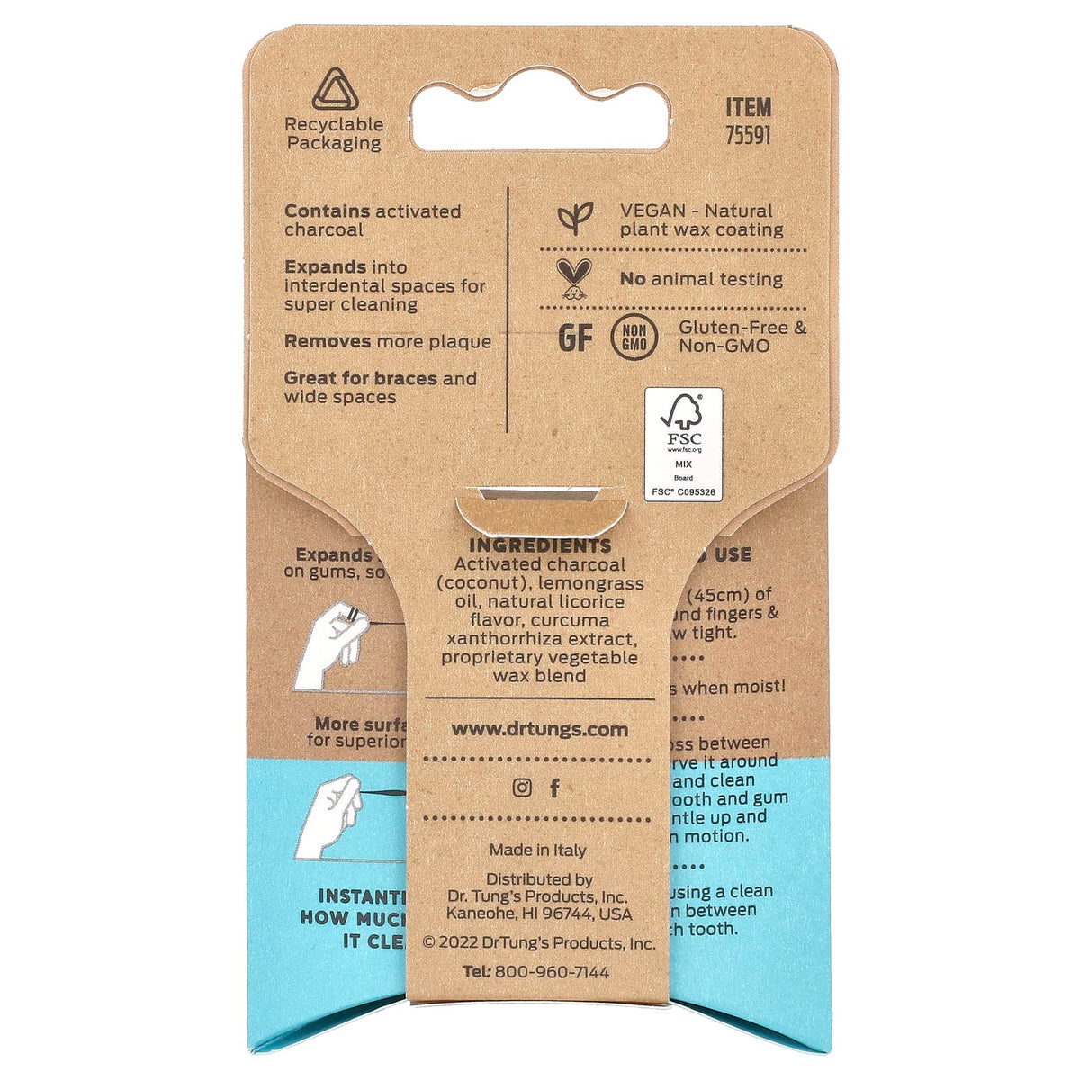 Dr. Tung's Ecosentials The Vegan Smart Floss, Lemongrass, 27 m (30 yd) - view 2