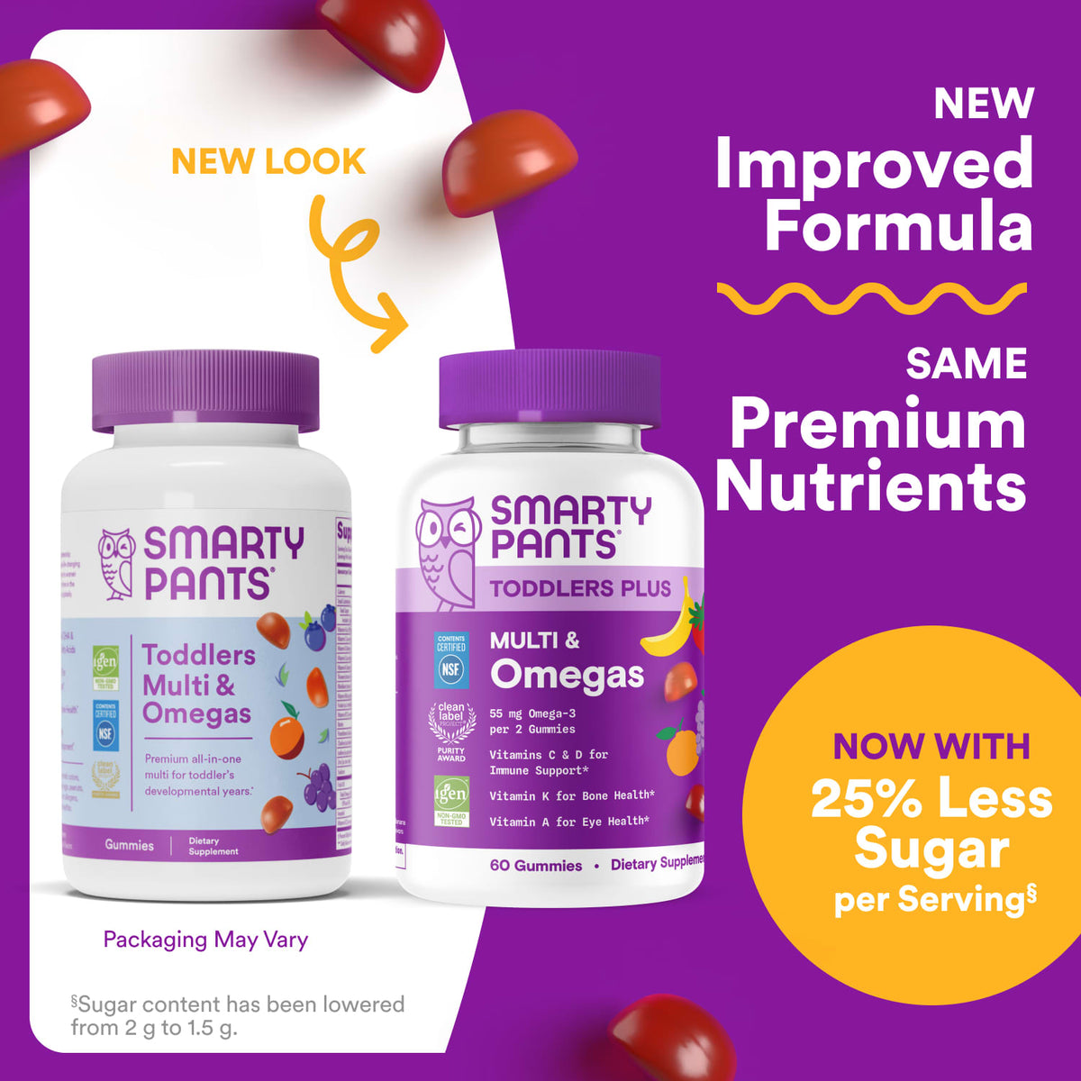 SmartyPants Toddler Plus Multi & Omegas, Mixed Fruit Flavours, 60 Gummies - view 4