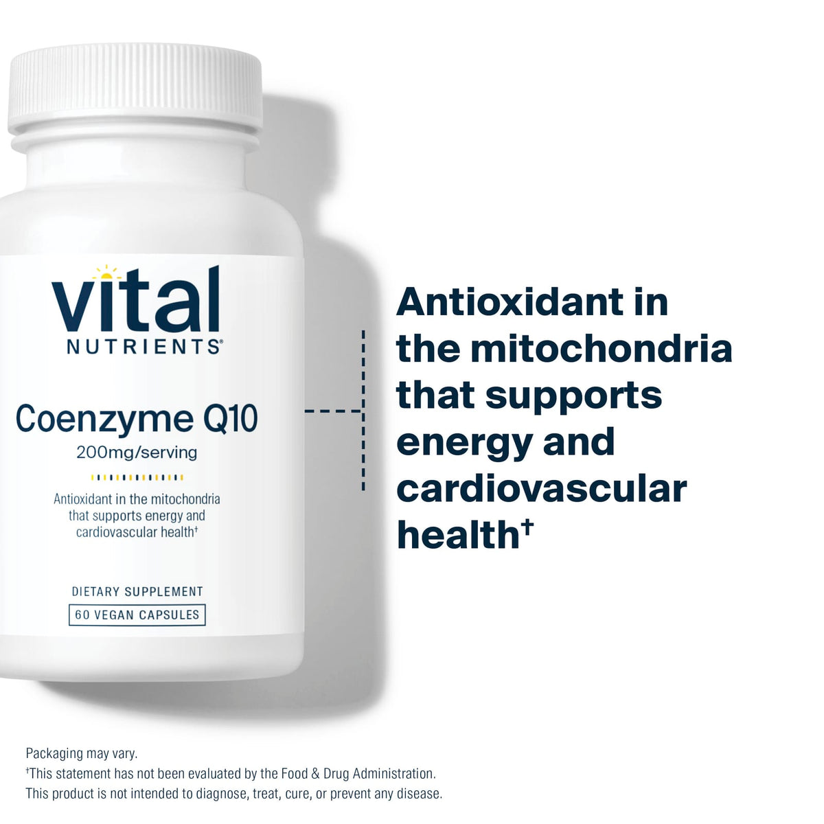 Vital Nutrients Coenzyme Q10 200 mg 60 Vegan Capsules - view 3