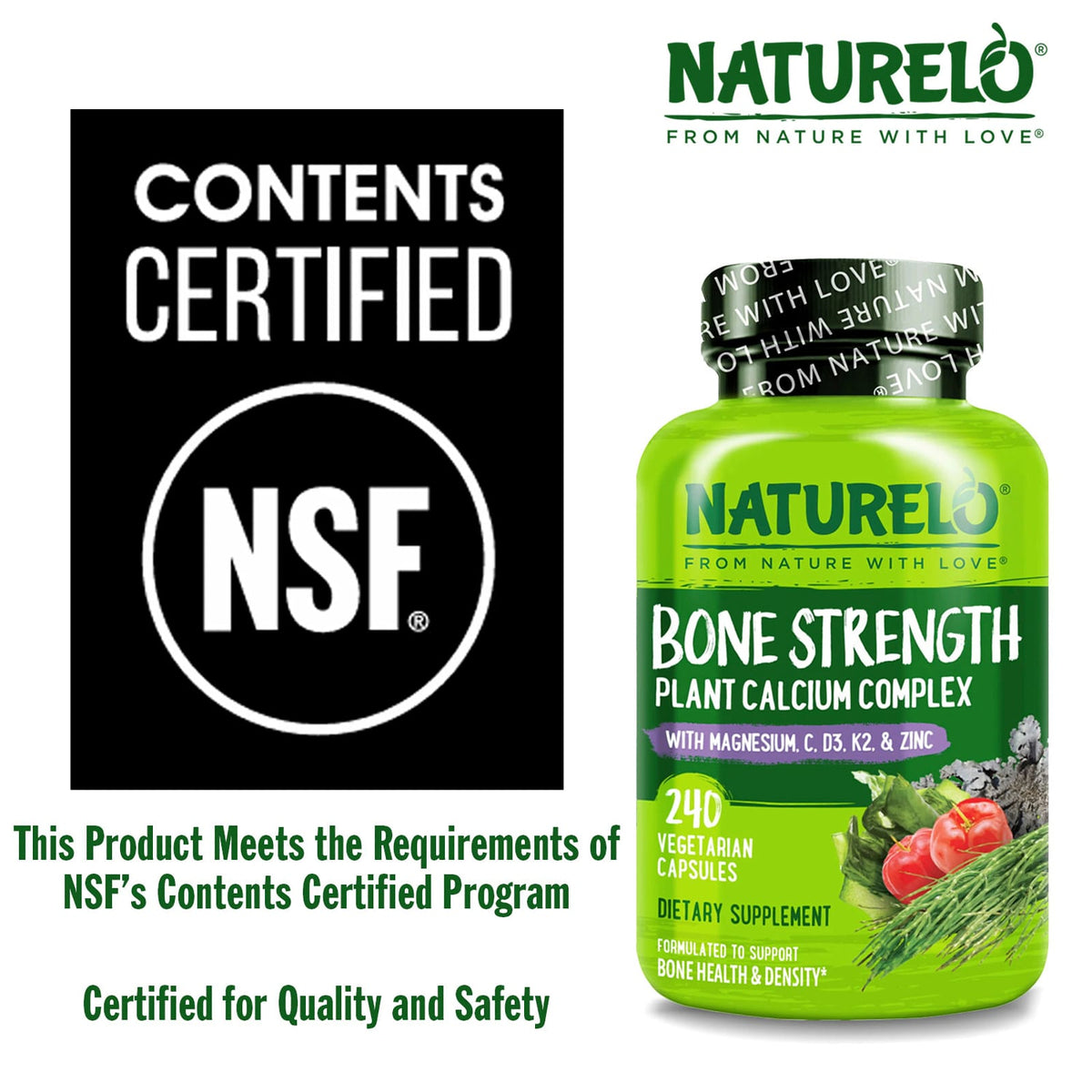 Naturelo Bone Strength Plant Calcium Complex, 240 Vegetarian Capsules - view 5