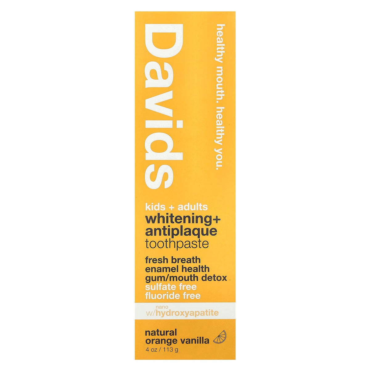 Davids Kids + Adults Whitening + Antiplaque Toothpaste, Orange Vanilla, 113 g - view 2