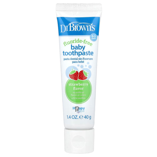 Dr. Brown's Baby Toothpaste, Fluoride-Free, 0-3 Years, Strawberry, 40 g