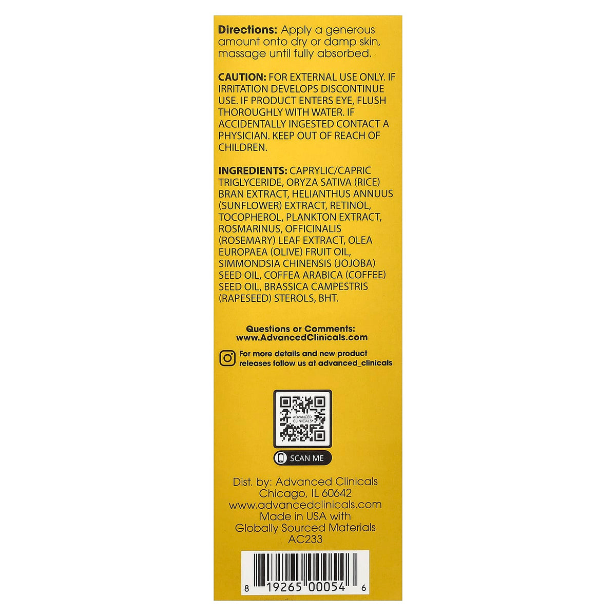 Advanced Clinicals Retinol Firming Body Oil 112 ml (3.8 fl oz) - view 3