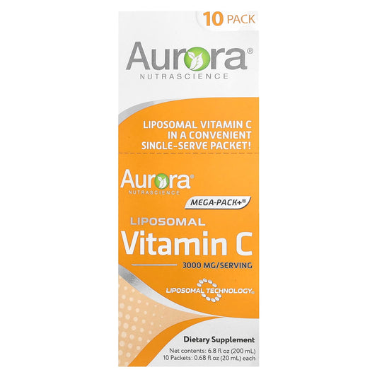 Aurora Nutrascience Mega-Pack+ Liposomal Vitamin C, 10 Packets, 20 ml Each