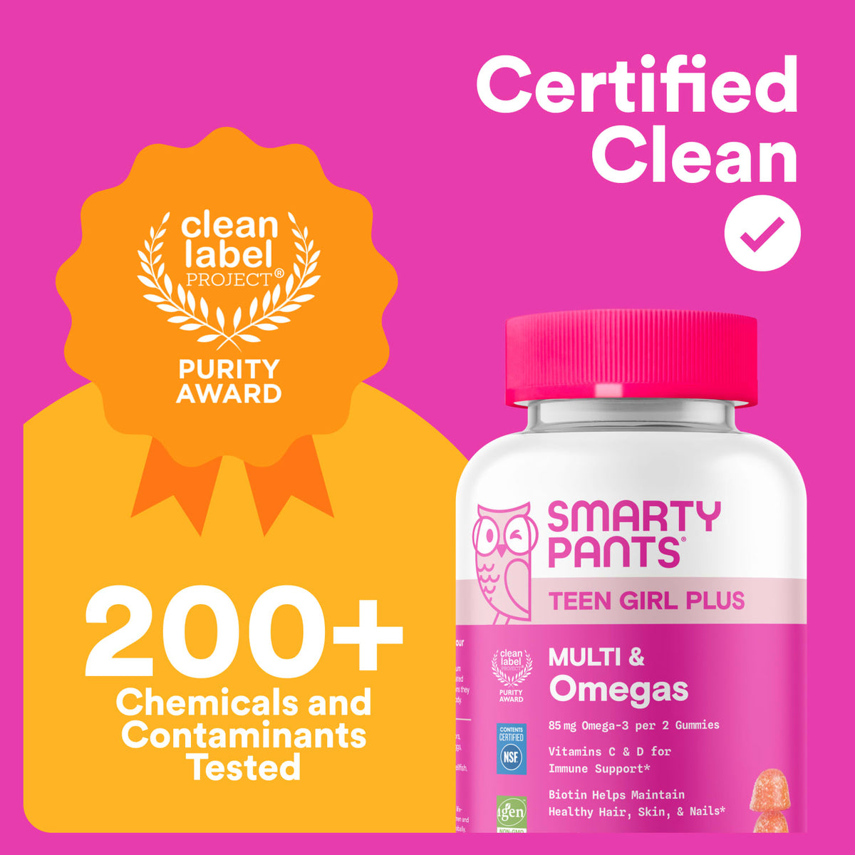SmartyPants Teen Girl Plus Multi & Omegas, Mango Orange, 60 Gummies - view 5