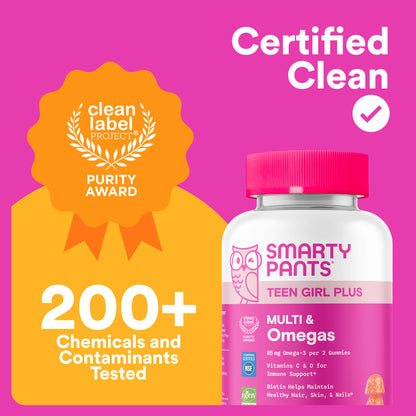 SmartyPants Teen Girl Plus Multi & Omegas, Mango Orange, 60 Gummies - view 5