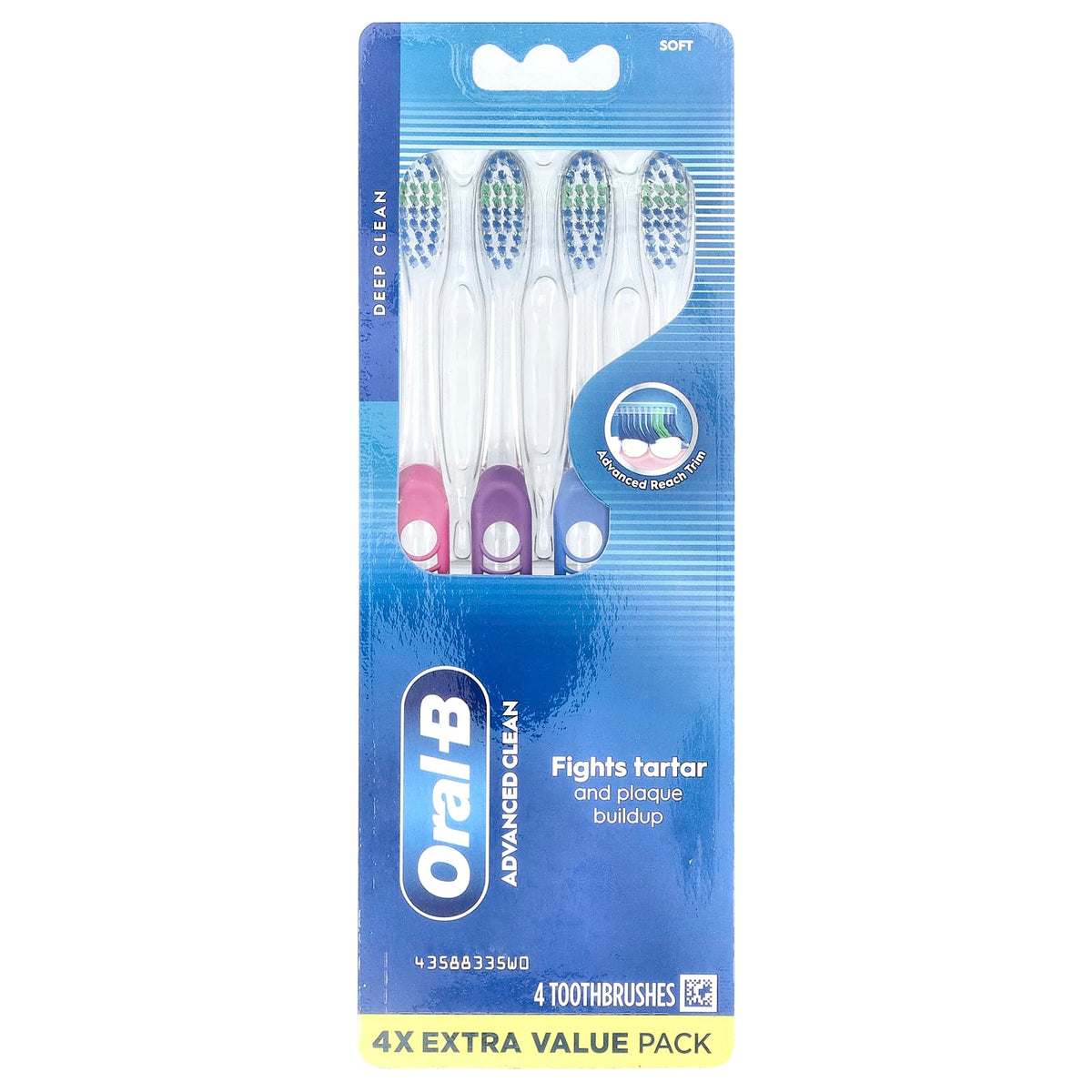 Oral-B Advanced Clean Toothbrush, Soft, 4 Pack